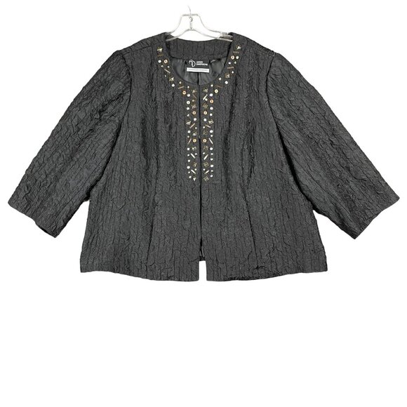 Added Dimensions Catherines Blazer Womens 2X Beaded Crinkle Work Capsule Career - Picture 2 of 13